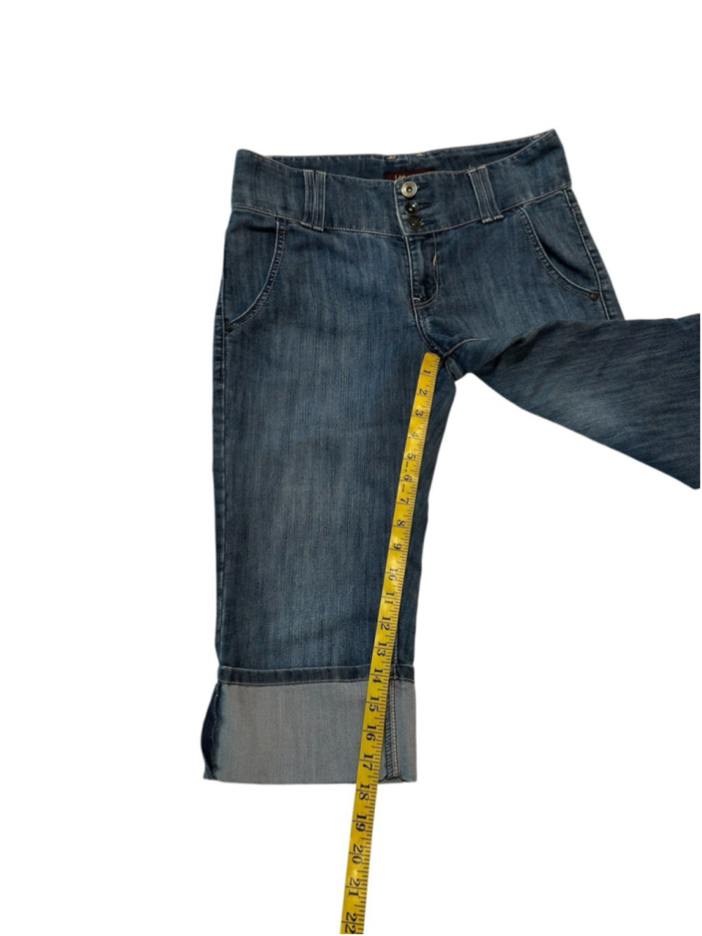 Lee Capri Jeans Sewn In Cuffed Hem Mid-Rise Womens 6M Distressed Stretch - Picture 11 of 16